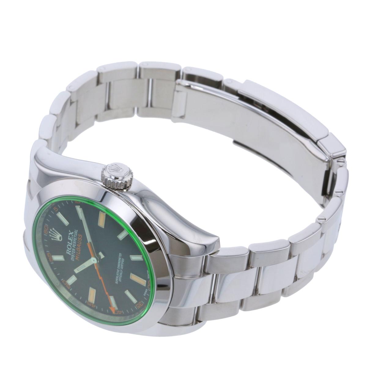 ROLEX ロレックス ミルガウス グリーンガラス 腕時計 116400GV ランダム番 メンズ 自動巻き 黒文字盤 MILGAUSS ステンレス ブラック 2018年 used:A 【中古】