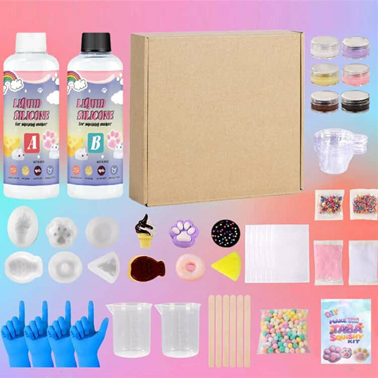 スクイーズ手作りキット 500ml モールド6個 キット DIY こども 子供 大人 モチモチ レジン アソート やみつき ストレス解消 グミ ソフト キッズ 肉球モールド フロッキングパウダー付き スクイーズおもちゃ グッズ 握る スクイーズ 玩具 誕生日 プレゼント rizelife-hacks-10011266 rize商店 サンプル画像2