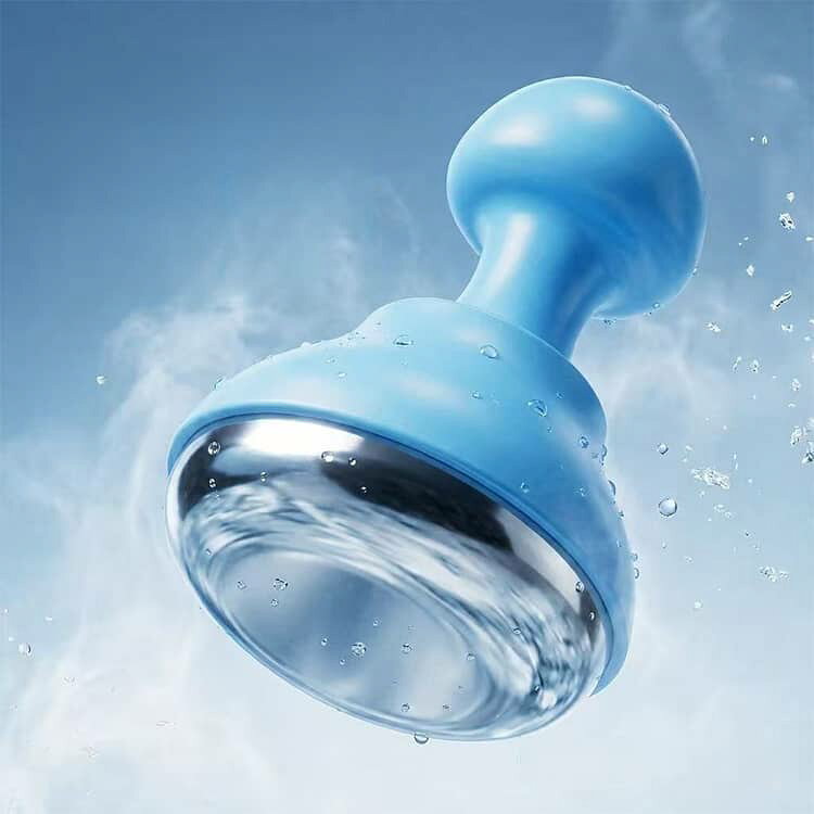 rize商店の美顔器 冷却 毛穴 【2個セット】 アイスローラー 冷感 フェイスローラー ステンレス プレゼント 引き締め ほてり むくみ解消 スキンケア 小顔 保冷 電源不要 持ち運び便利 ジェル マッサージ カッサ 【2個セット】 ブルー ピンク｜アングル3