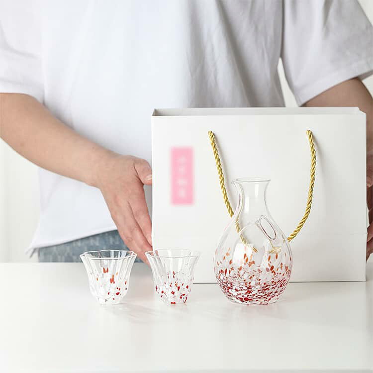 日本酒 3点セット ガラスセット 冷酒グラス おちょこ カラフェ 酒具 氷ポケット付...