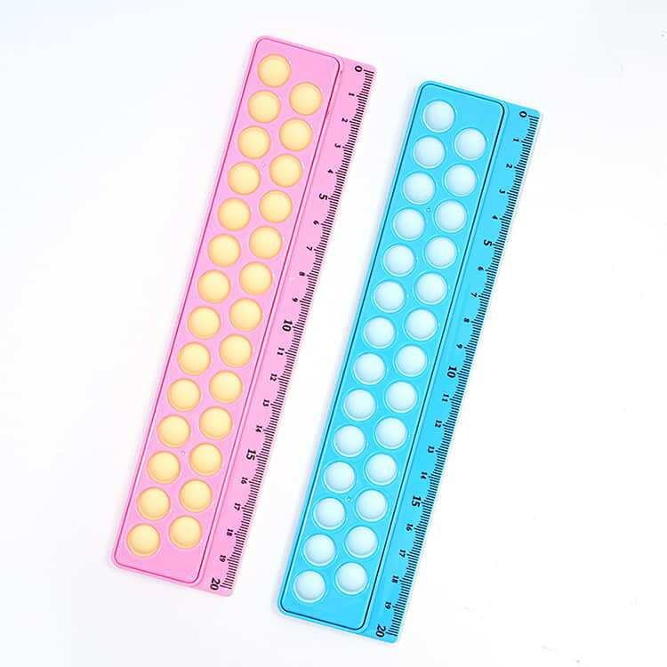 定規 ものさし 子供 プッシュポップ付き キッズ 学習用品 シリコンプラスチック 20...