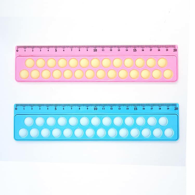 定規 ものさし 子供 プッシュポップ付き キッズ 学習用品 シリコンプラスチック 20...
