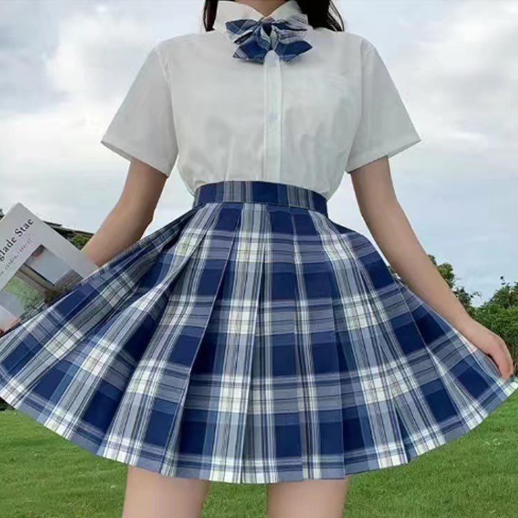 制服 学生服 スクールシャツ+スカート+リボン 3点上下セット 半袖 チェック柄 コスプレ 衣装 仮装 女子JK制服 プリーツスカート レディース 高校生 中学生 XS-2XL 可愛い 学園祭 大人 コスチューム衣装 送料無料