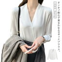 半袖 長袖シャツ レディース ブラウス プルオーバー シャツ フォーマルブラウス 事務服 Vネック シャツブラウス 通勤 ビジネス 洗える 着痩せ シワになりに...