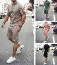 メンズ スウェット ジョガーパンツ 夏 セットアップ 純色 半袖 ジャージ ァッションカジュアル 運動服 部屋着 パンツ2点セット セットアップ 新作