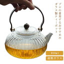 ガラス製ポット 耐熱ガラス 急須 ガラス急須 ハンドル付き 茶こし付き クルミ持ち手 ガラス ティーポット 直火対応 直火 直火可 ジャンピング 紅茶ポット フ...