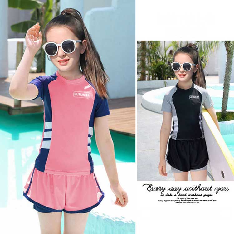 キッズ水着 女の子 セパレート 2点セット 半袖 子供 スクール水着 トップス パンツ ジュニア 小学生 ガールズ 子ども スイムウェア みずぎ スイミング 女児 学校 プール 水泳 ミズギ UV対策 ビーチ 練習着 水遊び 吸汗速乾 送料無料