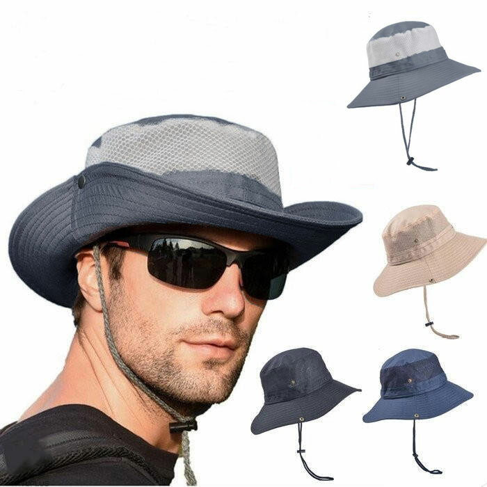 サファリハット 紫外線対策 バケットハット 帽子 ハット メッシュ キャップ あご紐付き 折りたたみ つば広 アドベンチャー UVカット メンズ