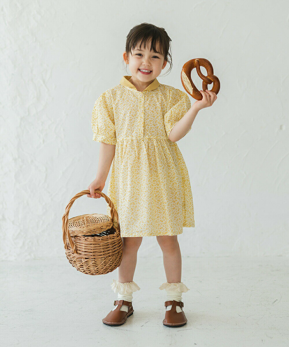 【セール 30%OFF】【riziere】小花柄襟配色ワンピース キッズ 女の子 100-140 リジェール riziere こども服 子供服 kids ワンピース 春 夏 秋 冬 ガーリー 半袖 こども 子供 ジュニア ワンピ おしゃれ 花柄 小花柄 クラシック レトロ