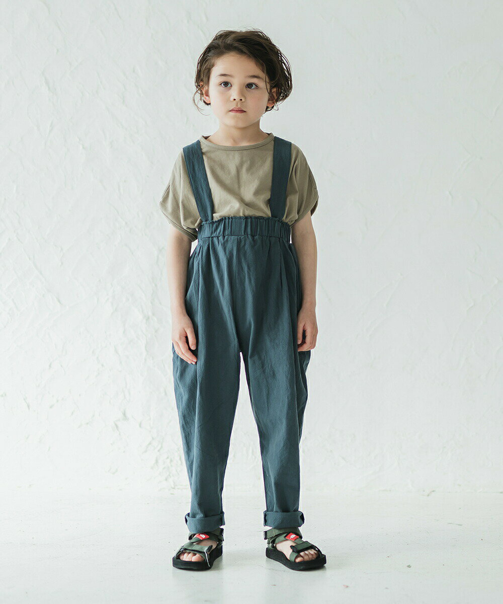 【新作】【riziere】ピュアコットンサスペンダー付きテーパードパンツ キッズ 男の子 女の子 90-150 リジェール 子供服 こども服 サロペット パンツ 春 夏 秋 冬 kids 無地 オールインワン 子ども シンプル ジュニア 長ズボン ズボン
