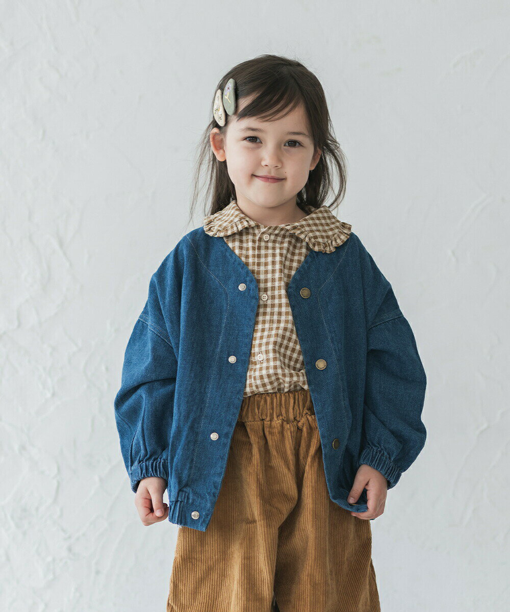 【セール 10%OFF】【riziere】ノーカラーデニムジャケット 100-140 キッズ 男の子 女の子 リジェール palette パレット 子供服 こども服 kids おしゃれ 春 秋 冬 コットン 子供 子ども ジュニア ジャケット ユニセックス 羽織 ジャンパー ジャンバー デニム