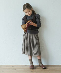 【新作】【riziere】スウェード調プリーツスカート 女の子 100-140 キッズ リジェール 子供服 こども服 kids おしゃれ ガーリー skirt 秋 冬 オシャレ ジュニア スカート ナチュラル プリーツ スウェード 膝丈 子ども 子供