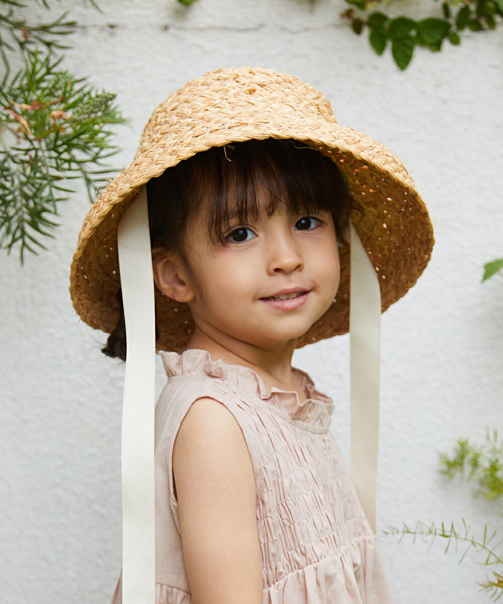 チェック柄リボン♪麦中折れ帽子帽子 キッズ 子供 帽子屋 ケースタ