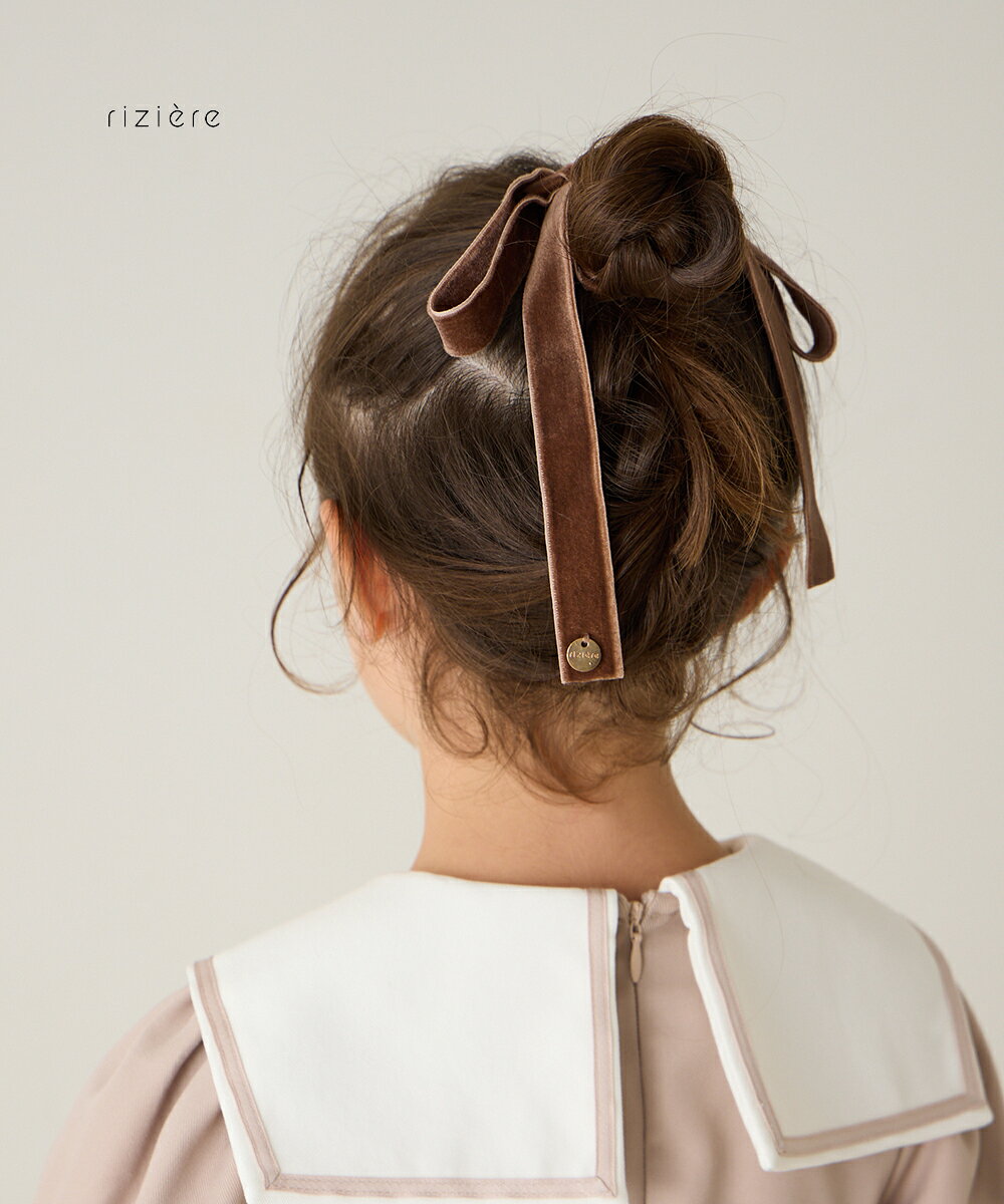 【SUMMER SALE 20%OFF】チャーム付きベルベットヘアリボン 女の子 襟 キッズ おし...