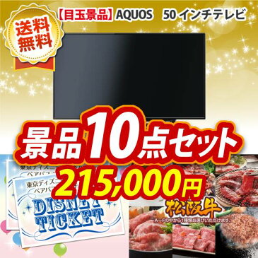 【全商品ポイント7倍エントリー】忘年会 景品10点セット《AQUOS 50インチテレビ ディズニーチケット ペア1DAYパスポート 他》【イベント 二次会 2次会 忘年会】【あす楽】【特大パネル 目録】