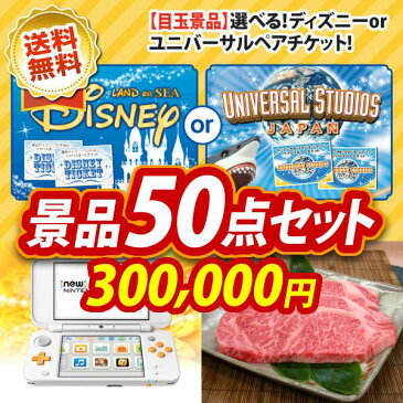 【人気景品/送料無料】50点セット《選べる！ディズニーorユニバーサルペアチケット！ / ニンテンドー2DS　LL 他》【イベント/二次会/2次会/忘年会】【景品多数】【特大パネル/目録】【ペアチケット ディズニー USJ ユニバ 選べる チケット】