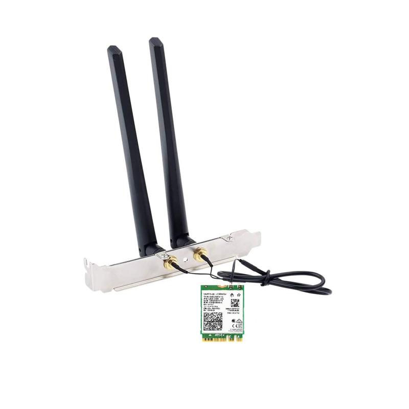 AX210 WiFi 6e lanカード、AX210NGW はWiFiを6GHz、M.2 2230/NGFF、2x2 AX+BT 5.3+トライバンドに拡張、RF ケーブル (11 インチ)、5dBi 高利得アンテナとブラケット