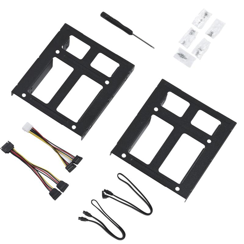 ELUTENG 2.5インチ/3.5インチ変換マウンタ 2台取付け SSD/HDD用 金属製 ネジセット 2xSATAデータケーブ..