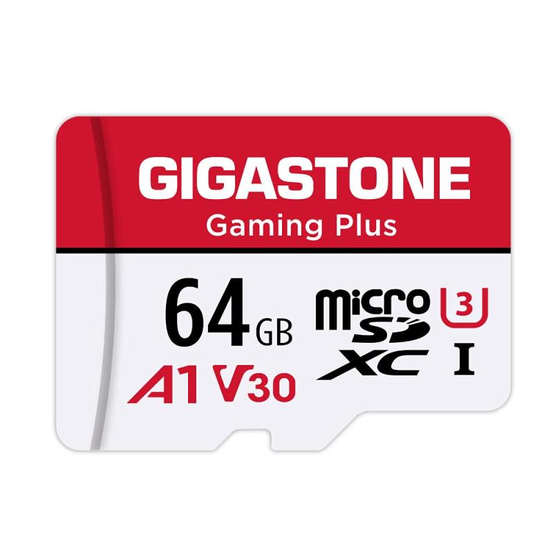 【Switch 1 対応】 GIGASTONE マイクロsdカード 64GB Gaming Plus フルHD microSDXC UHS-I A1 V30 U3 C10 95MB/s 4K UHD &amp; Full HD 動画 SDアダプター1枚付き【5年】容量：64GB，読込速度：最大95MB/秒の読み取り速度で 4K UHD録画と高速再生が可能。便利なSDアダプター付き。アダプタを使用することによって、スマートフォンなどで撮影したmicro SD内のデータをSDスロットがついた他のデバイスにお手軽に転送することができます。コンピュータとAndroidスマートフォン、タブレットPC、カメラ、デジタル一眼レフカメラとHDカムコーダー間のデータ転送に最適なソリューション。[耐久保護機能搭載]あらゆる環境下でも耐えうる防水 耐熱 耐衝撃 耐磁性 耐X-ray機能搭載でご使用の幅がぐっとひろがります。[]安心の5年間メーカー付き。Gigastoneは世界各国に製品を販売するです。 アメリカ、日本、中国、韓国、台湾など多くの国に支社を持つことで、お客様とのコミュニケーションやサポートを迅速に行っています。東京新宿にある日本支社でサポート対応しておりますので、安心してご使用いただけます。＊対象はGigastoneが販売する新品製品のみとなります
