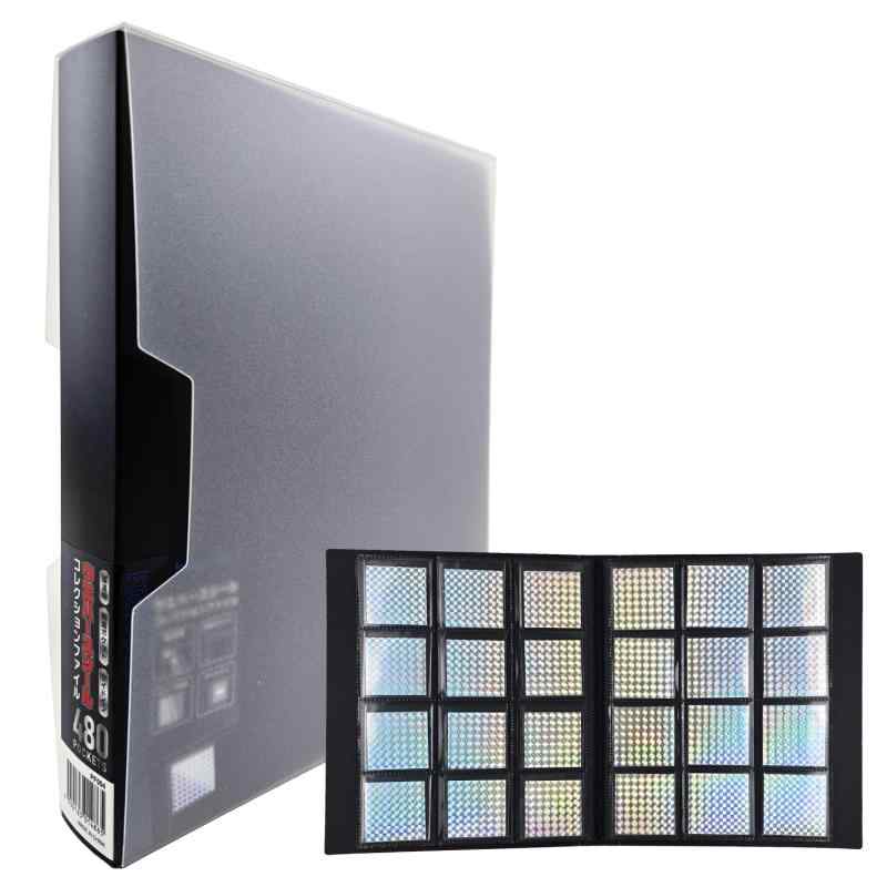 ハピラ ウエハースシールコレクションファイル 480ポケット ケース付き スリーブ対応 横入れ 両面ポケット 黒台紙 チョコシール スクエアシール ブラック PF004