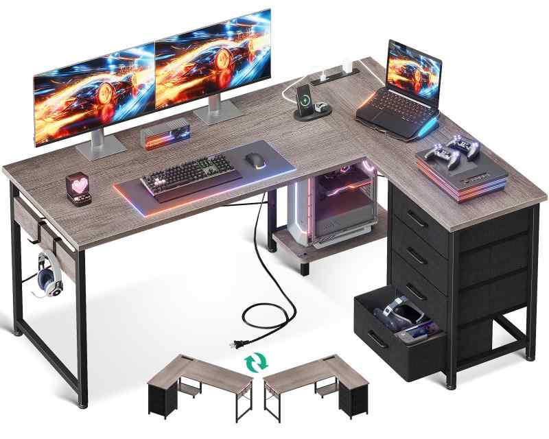 AODK ゲーミングデスク 引き出し付き