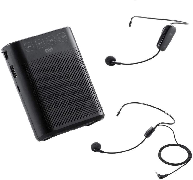 サンワダイレクト 拡声器 ワイヤレス 有線マイク付 ハンズフリー 小型 USB充電式 2人同時使用OK 400-SP079_115