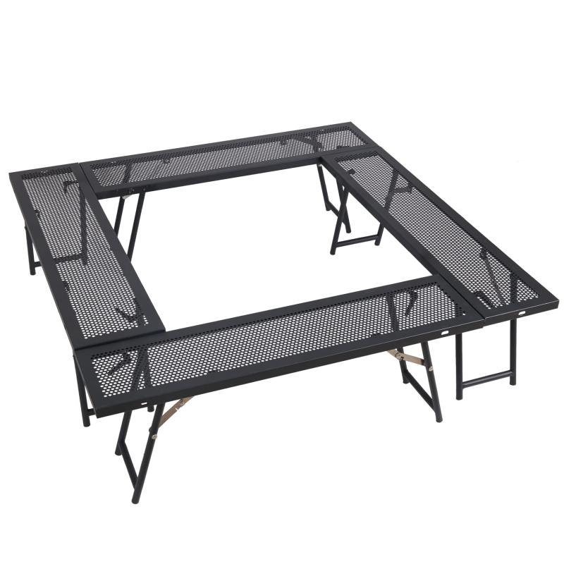 SUN-YE 囲炉裏 焚き火テーブル 自由な組み合わせで使えるシェイプ アウトドア 収納ケース付 アウトドア アイアン囲炉裏 マルチファイア 4個セット 脚が太くなり安定感が増し、複数人でのBBQ