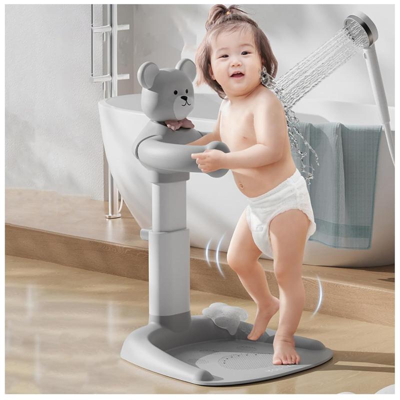 ベビーシャワースタンド 赤ちゃん 立つ 滑り止めベース付き ポータブルバスヘルパー 折りたたみ式ベビ..