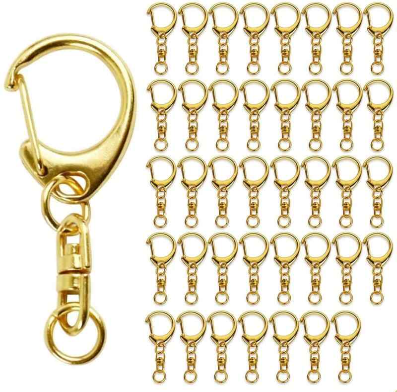 50個入り キーホルダー 金具 キーホルダー金具 ナスカン レジン パーツ キーホルダーパーツ 回転フック 丸カン 付き ワンタッチ アクセサリーパーツ キーリ...