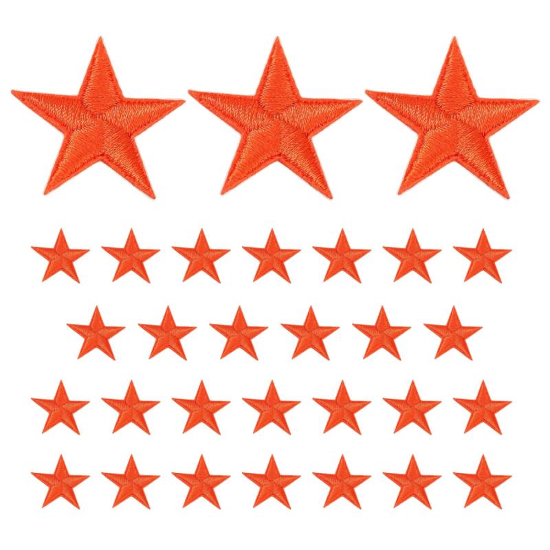 刺繍ワッペン アイロンパッチ 五つ星 アップリケ 衣類 装飾 DIY 修理 星型 ハンドメイド 30枚セット NYANDELMO