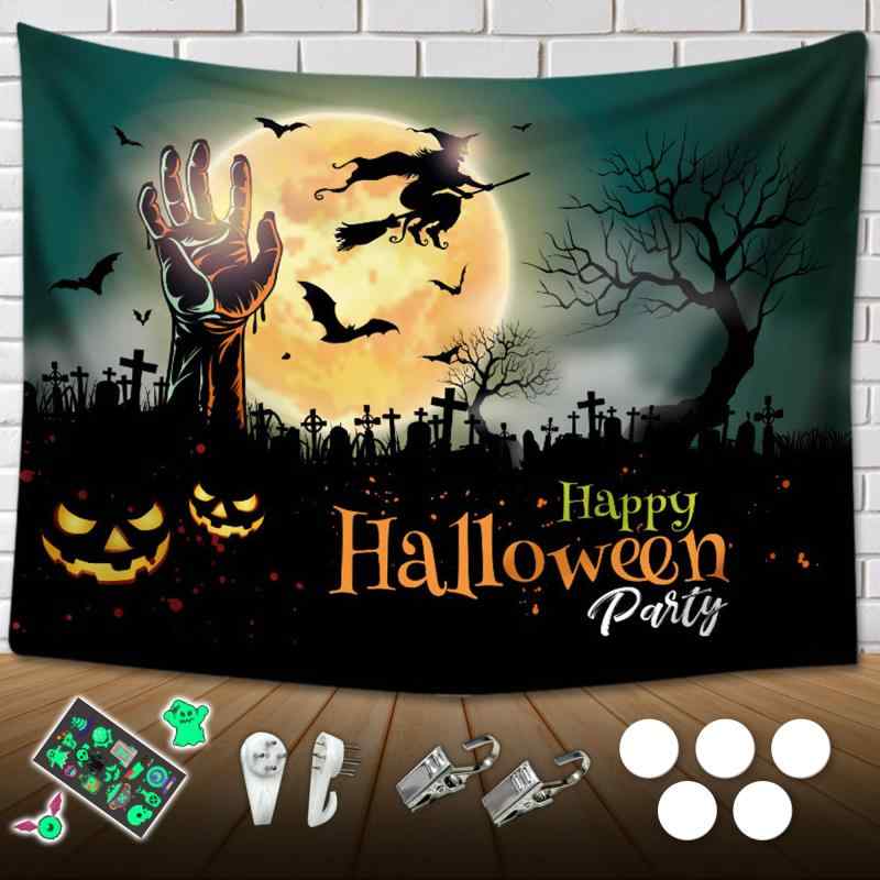 GOKEI ハロウィン 特大 タペストリー 130cm×150cm 壁掛け ハロウィン用 大判 飾り付け SNS 動画の背景に 飾り おしゃれ 部屋 壁飾り 布ポスター 撮影背景 背景布 パーティー 寝室 装飾アートリ 装