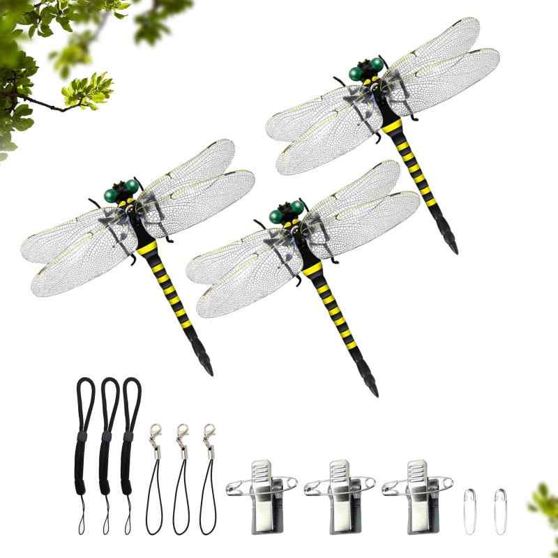 YESCUT 虫除けトンボ 正規品 虫除けグッズ 害虫天敵 虫予防蚊 蜂よけ 虫避け対策品 大きい 本物サイズ 12cm 8匹セット 安全ピン 伸縮ストラップき 蜻蛉 動物 昆虫 虫 模型 登山 トンボ キャンプ