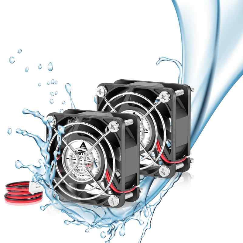 GDSTIME 2PCS IP67 防水ファン、60mm 80mm 120mm 12V DC 冷却ファン、2PIN