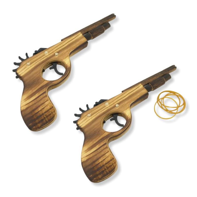 MaT store ゴム鉄砲 木製 連射 射的 おもちゃ 子ども 的当て 玩具 縁日 お祭り 輪ゴム付き