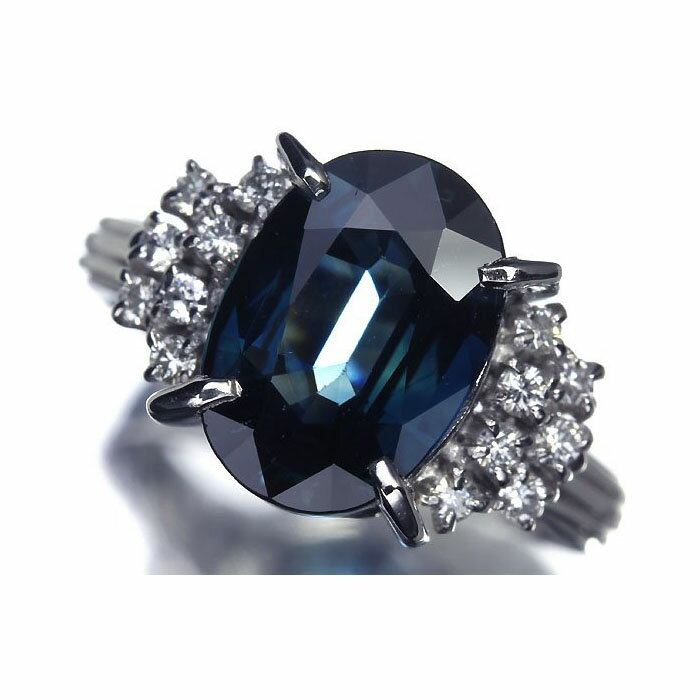 Rakuten - ≪Sapphire≫ 輝く濃厚カラー!! 上質サファイア 特大3.1ct 上質ダイヤモンド Pt850 高級リング 指輪