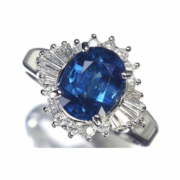 ≪Sapphire≫ 鮮やかな色彩 天然サファイア 大粒2.309ct 上質ダイヤモンド Pt900 高級リング 11号 リング 指輪