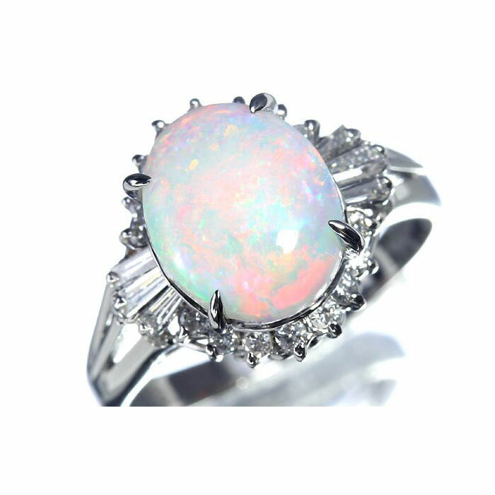 Rakuten - ≪opal≫ ジュエリーマキ 上質オパール 大粒2.34ct 上質ダイヤモンド 総計0.43ct Pt900 高級リング 16.5号 リング 指輪