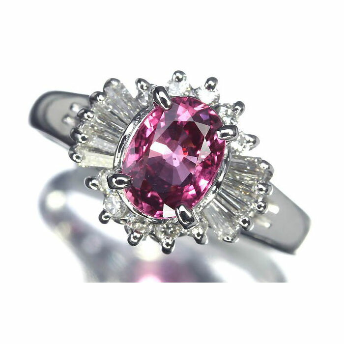 Rakuten - ≪Sapphire≫ ジュエリーマキ 上質ピンクサファイア 大粒1.16ct ダイヤモンド 0.39ct Pt850 超高級リング ソーティング付き 12号 リング 指輪