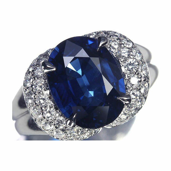 ≪Sapphire≫ 上質非加熱サファイア 特大5.05ct!! 上質ダイヤモンド Pt900 超高級リング 宝石鑑別書＆非加熱分析報告書付き 11.5号 リング 指輪 ダイヤ