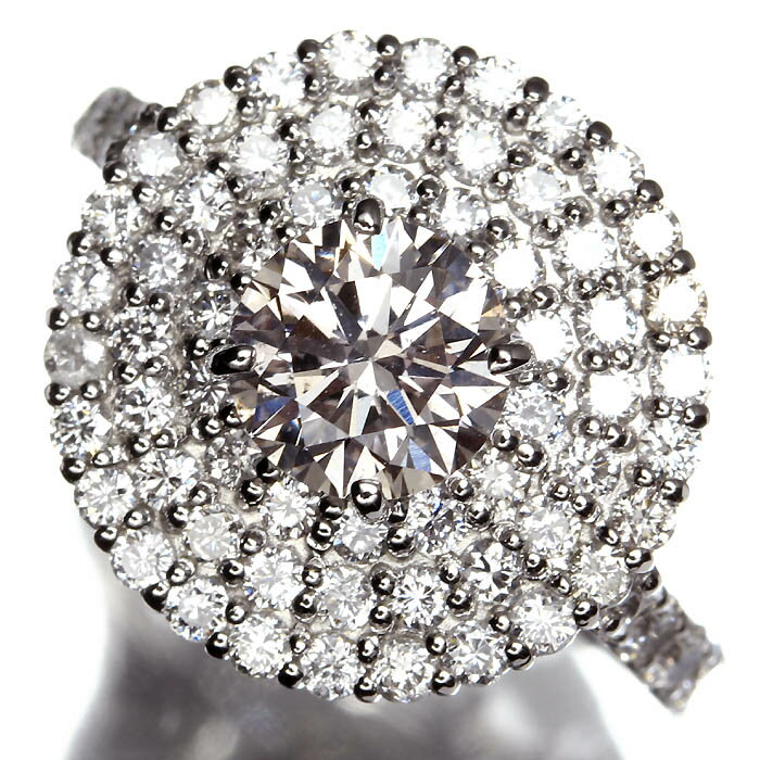 乐天商城 - 《Diamond》天然ナチュラル SI-2 上質ピンクダイヤモンド 特大1.057ct 上質脇石クリアダイヤ 総計1.23ct Pt950 超高級リング 12号 ピンクダイヤ リング 指輪 ソーティング付