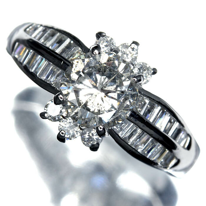 Rakuten - 《DIAMOND》天然ダイヤモンド 特大1.043ct 上質脇石ダイヤモンド Pt900 超高級リング 13号 ダイヤ リング 指輪