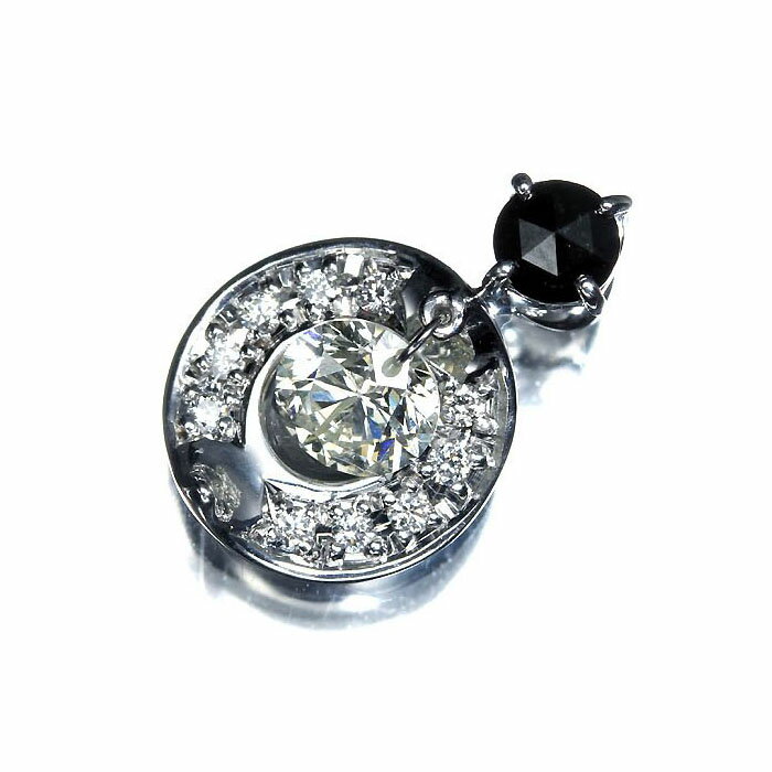Rakuten - ≪Diamond≫ 上質ダイヤモンド 大粒0.53ct 上質脇石ダイヤ 0.1ct 上質ブラックダイヤ 0.22ct K18WG 高級ペンダントヘッド ネックレス