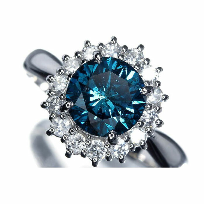 Rakuten - ≪DIAMOND≫ ジュエリーマキ 上質ブルーダイヤモンド 特大1.77ct 上質脇石ダイヤモンド 総計0.43ct Pt850 超高級リング 13号 リング 指輪