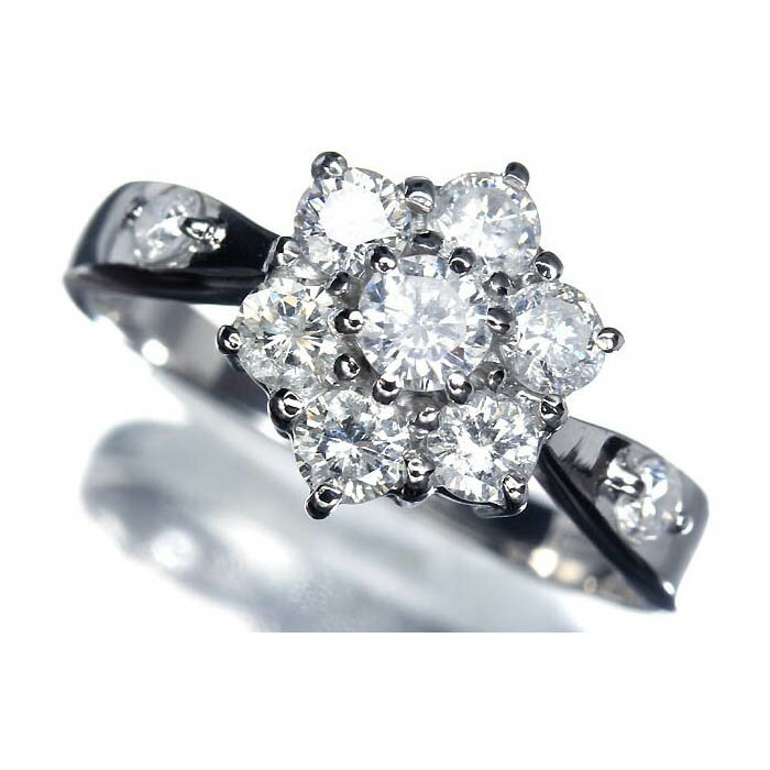 Rakuten - 《Diamond》ジュエリーマキ 上質ダイヤモンド 総計1.01ct!! Pt850 超高級リング 14.5号 ダイヤ フラワー リング 指輪