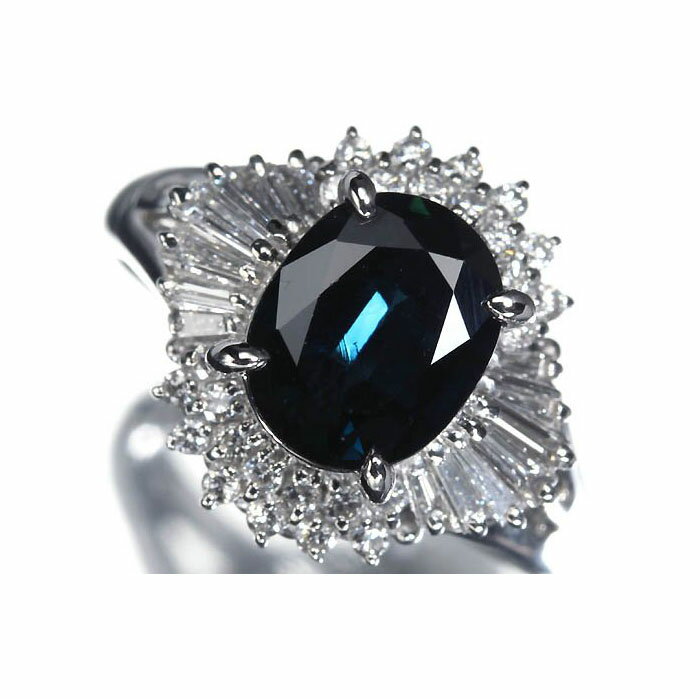 Rakuten - ≪Sapphire≫ 濃厚カラー 上質サファイア 大粒2.36ct 上質ダイヤモンド0.48ct Pt900 超高級リング 宝石 13号 リング 指輪