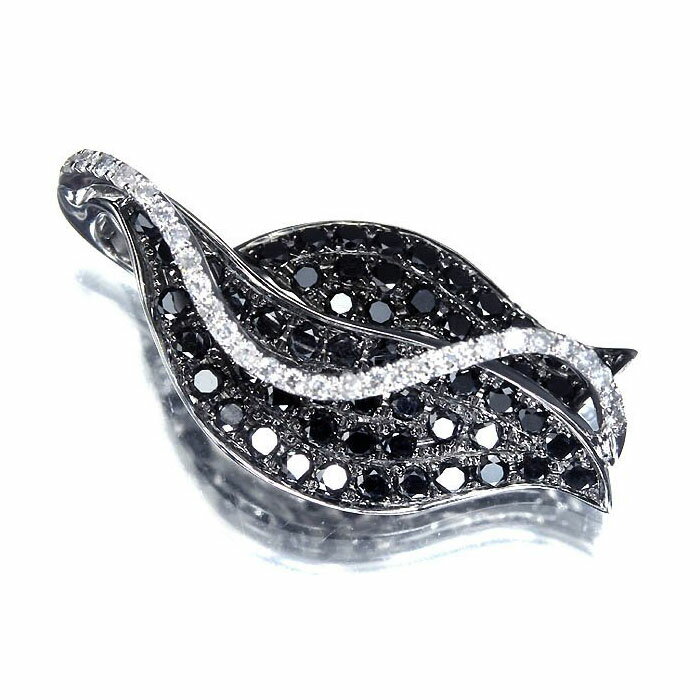 钻石 - ≪Diamond≫ 上質ブラックダイヤモンド 上質クリアダイヤ 総計1.00ct K18WG 高級ペンダントヘッド ネックレス　ダイヤ