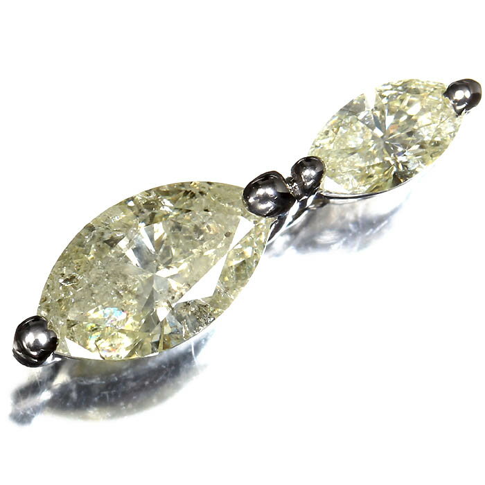 Rakuten - 《DIAMOND》上質イエローダイヤモンド 大粒 2石 総計1.03ct Pt900 高級ペンダントヘッド ネックレス ジュエリー