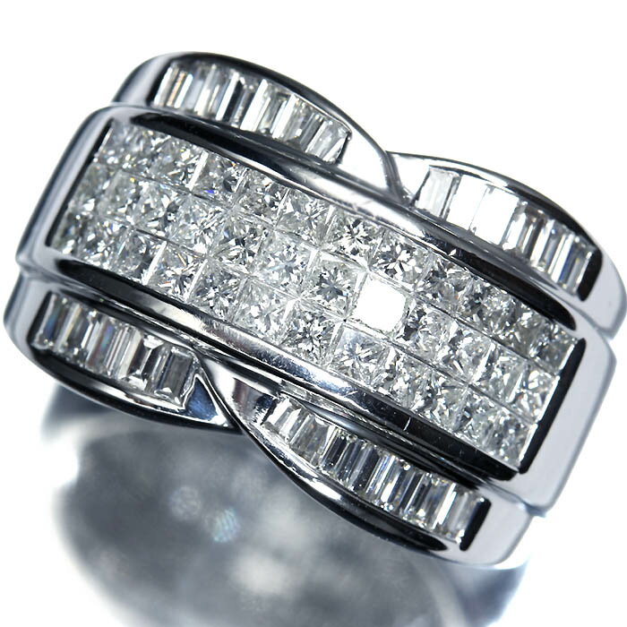Rakuten - 《Diamond》豪華!! 上質ダイヤモンド 総計2.00ct Pt900 超高級リング 14.5号 ミステリーセッティング ダイヤ リング 指輪
