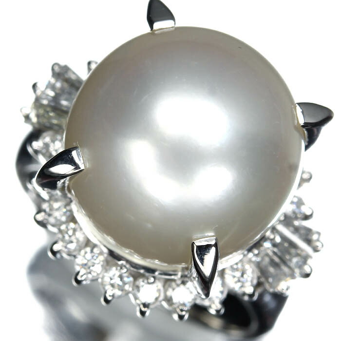 Rakuten - ≪Pearl≫ 白蝶真珠 特大 約13.4mm珠 上質ダイヤモンド 総計0.59ct Pt900 高級リング 9号 南洋真珠 ダイヤ リング 指輪