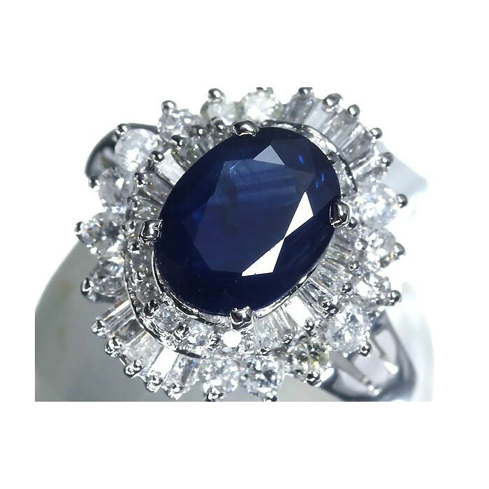 Rakuten - ≪Sapphire≫ 天然サファイア 大粒2.00ct 上質ダイヤモンド 総計1.00ct Pt900 超高級リング ソーティング付き 12号 ダイヤ 指輪